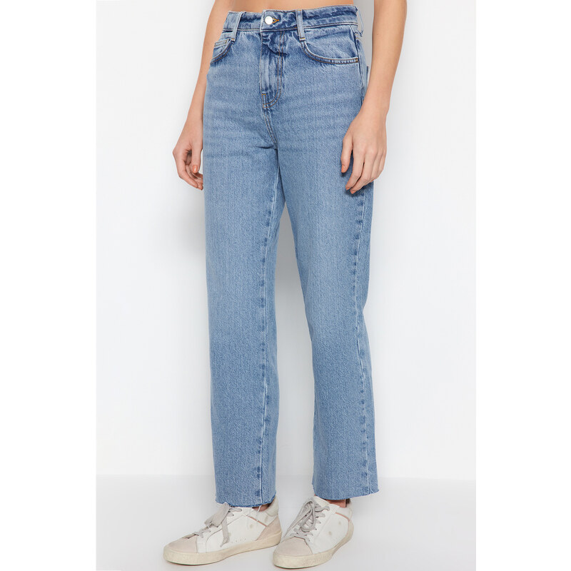 Trendyol Light Blue High Waist Straight Jean