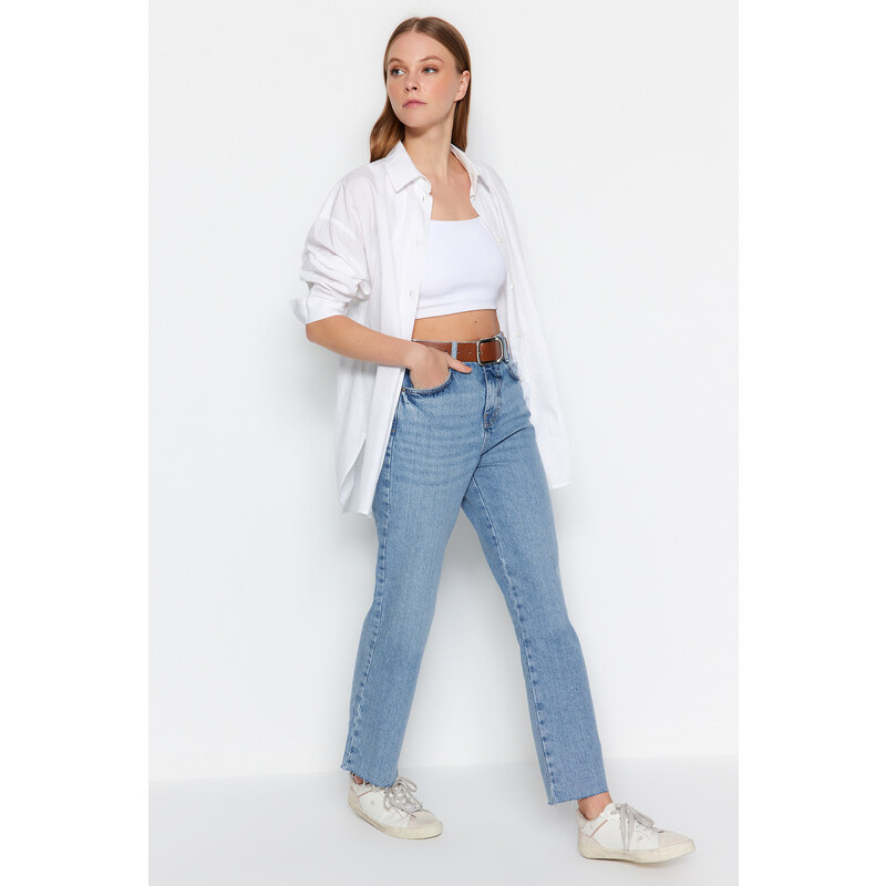 Trendyol Light Blue High Waist Straight Jean