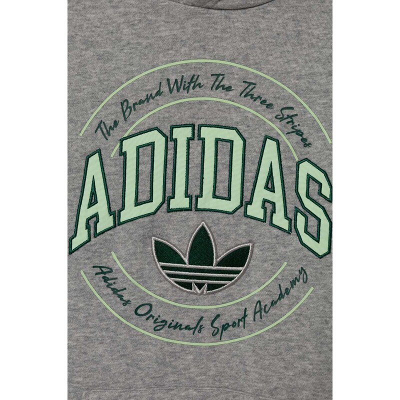 Dětská mikina adidas Originals šedá barva, s kapucí, melanžová