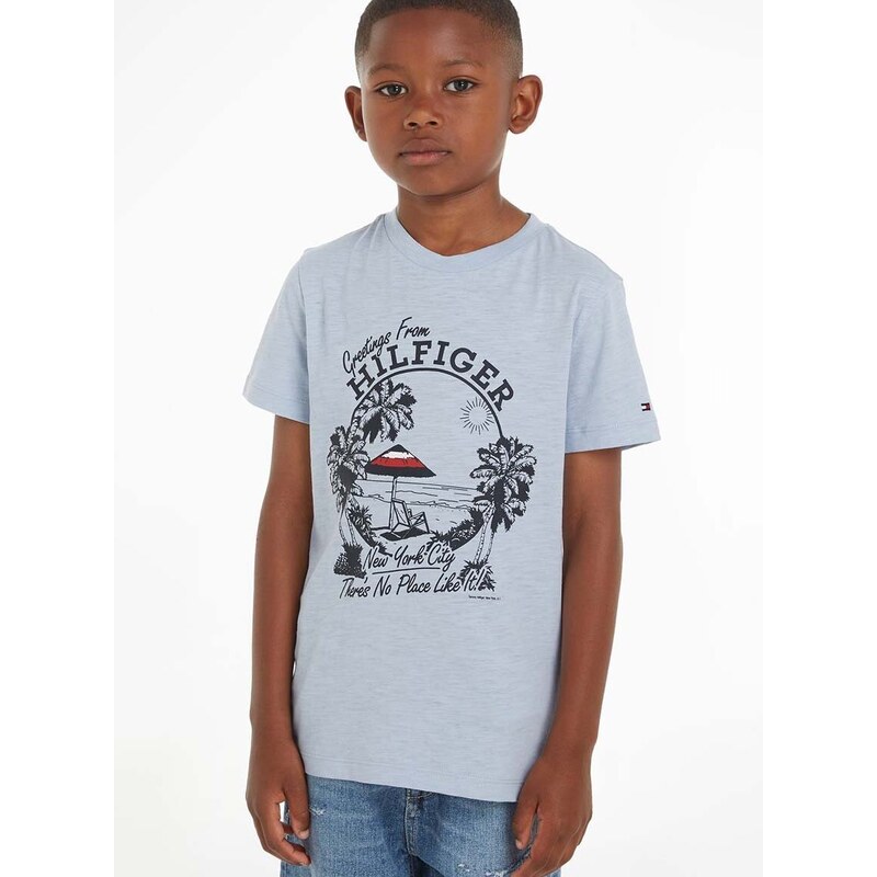 Dětské bavlněné tričko Tommy Hilfiger s potiskem