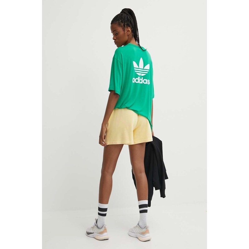 Bavlněné šortky adidas Originals žlutá barva, hladké, high waist, IT4286