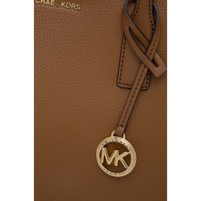 Kožená kabelka MICHAEL Michael Kors hnědá barva