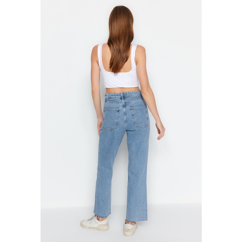 Trendyol Light Blue High Waist Straight Jean