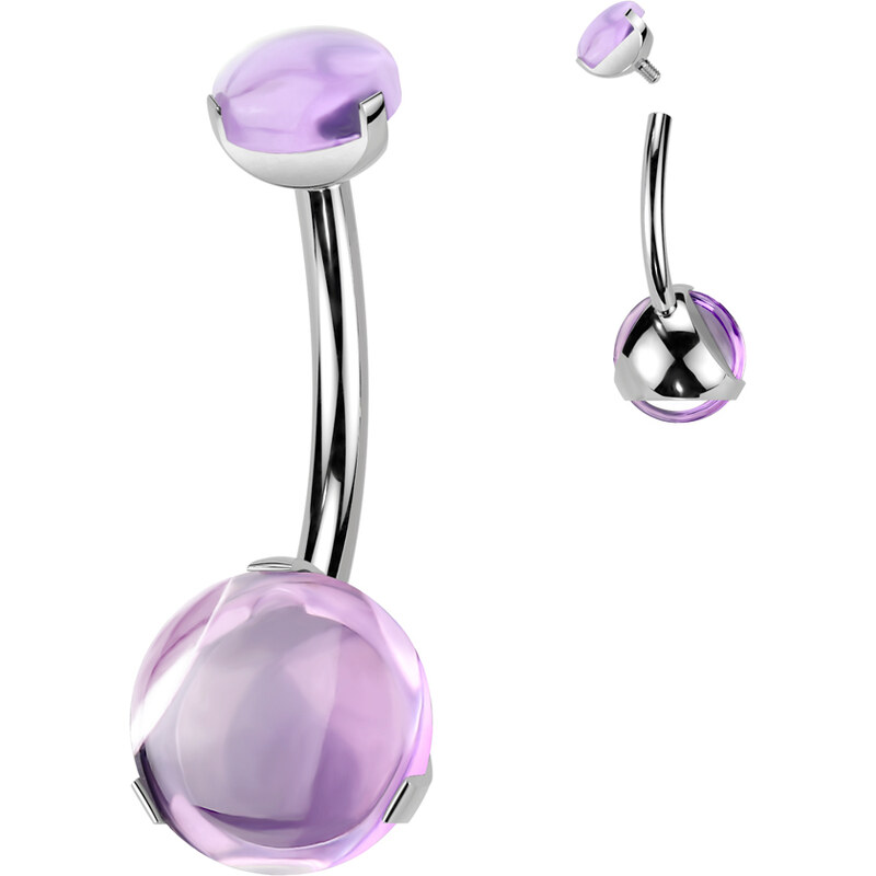Atreya Titanový piercing do pupíku s přírodním kamenem a