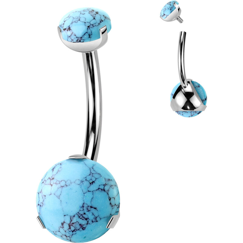 Atreya Titanový piercing do pupíku s přírodním kamenem a