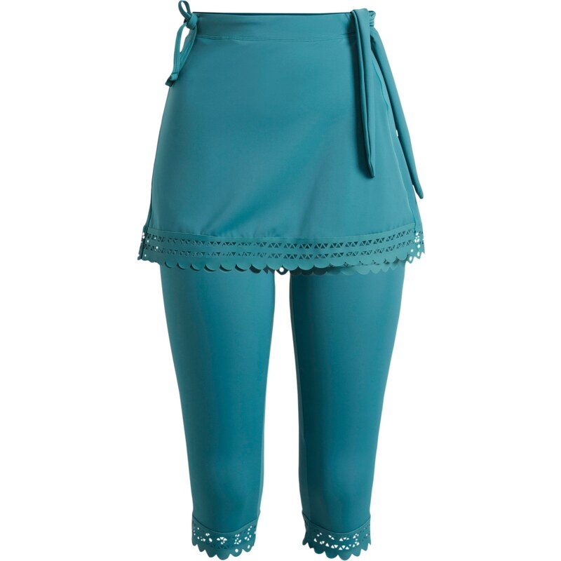 bonprix Koupací capri kalhoty (2dílná souprava) a sukně z recyklovaného polyamidu Petrolejová