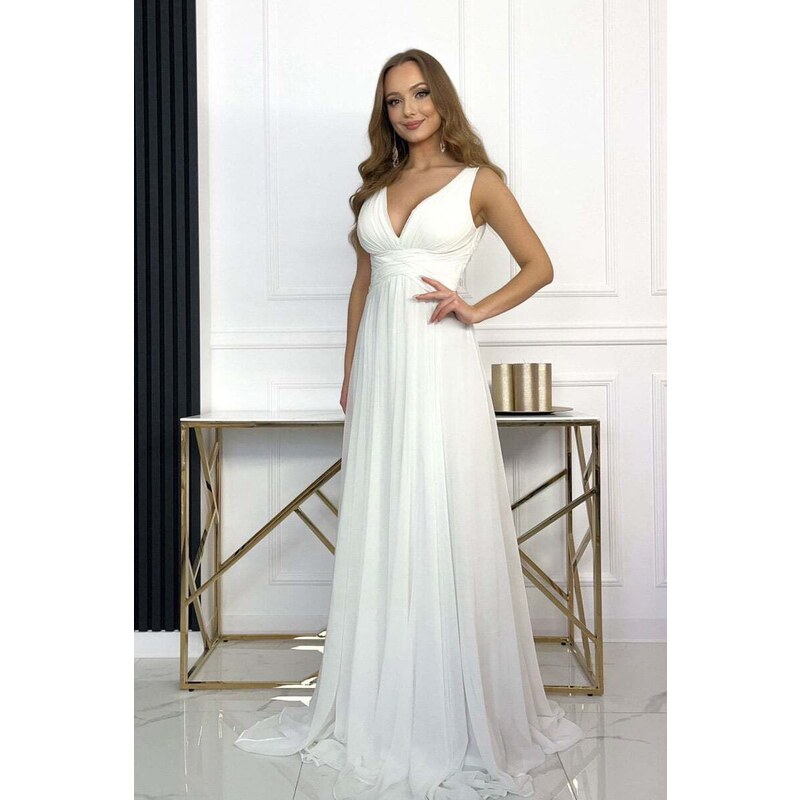 Paris Style Bílé nařasené šaty Silvana