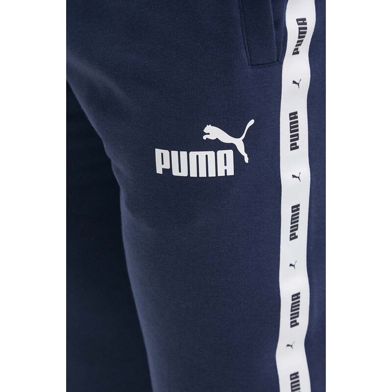 Tepláky Puma tmavomodrá barva, s potiskem, 847388