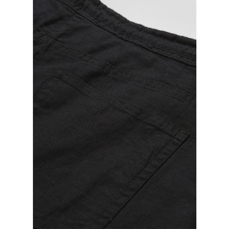 bonprix Lněné kalhoty s širokými nohavicemi Černá