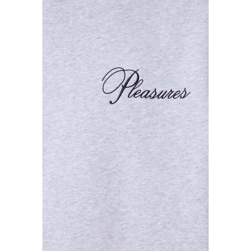 Mikina PLEASURES Cafe Hoodie pánská, šedá barva, s kapucí, s aplikací, P24SP026.GREY