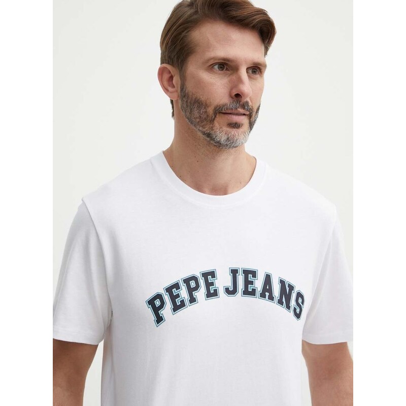 Bavlněné tričko Pepe Jeans béžová barva, s potiskem