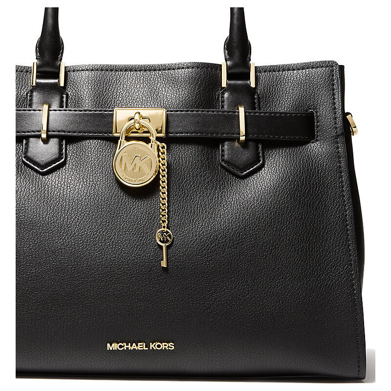 Michael Kors Hamilton Medium Leather Satchel Black