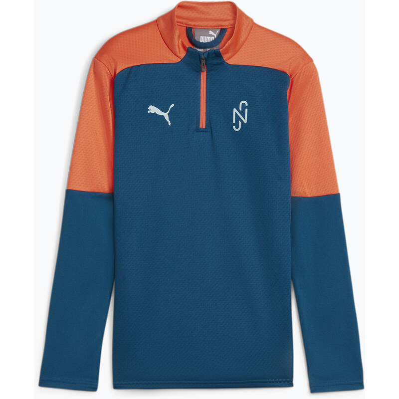 PUMA Neymar JR Creativity 1/4 Zip Top dětská fotbalová mikina ocean tropic/hot heat