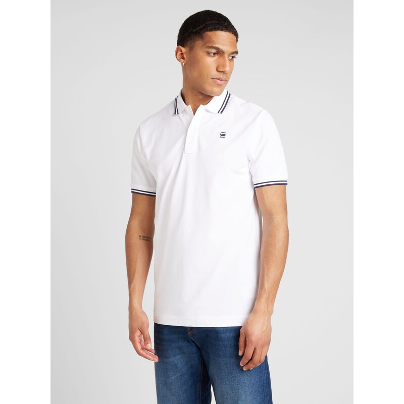 G-STAR Tričko 'Dunda Slim Stripe Polo' marine modrá / bílá