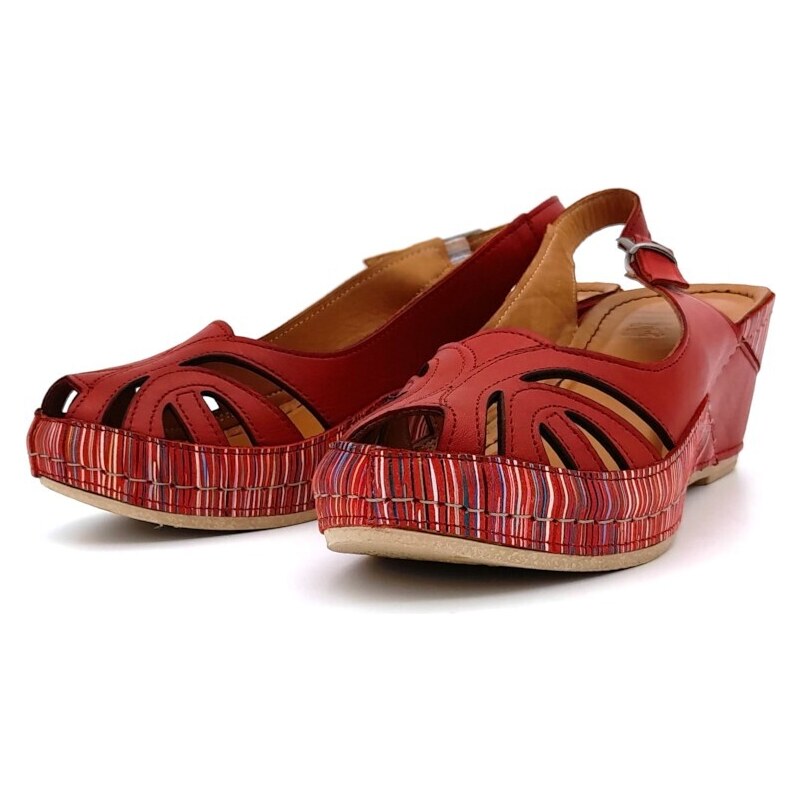 Dámské kožené sandále 1526 497/567 červené Iberius