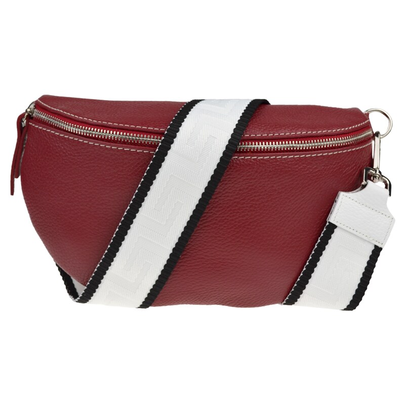 Červená kožená italská crossbody kabelka Reni Grande Rubino s