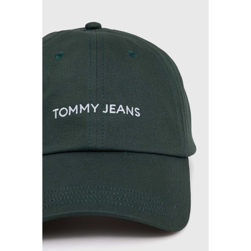 Bavlněná baseballová čepice Tommy Jeans zelená barva