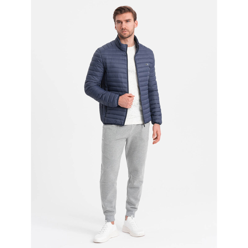 Ombre Men's quilted bagged jacket - navy blue