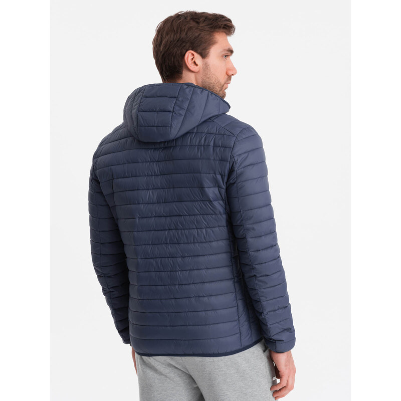 Ombre Men's quilted bagged jacket - navy blue