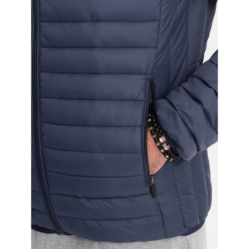 Ombre Men's quilted bagged jacket - navy blue