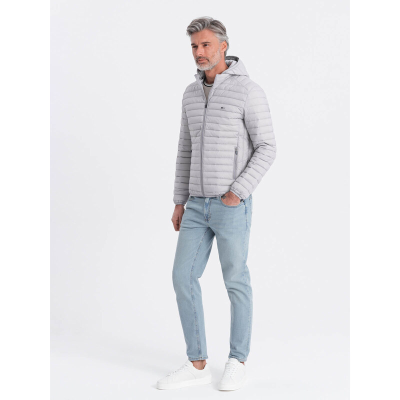 Ombre Clothing Pánská bunda bomber se saténovým povrchem a kontrastními žebrovanými lemy - černá V1 OM-JALP-22FW-007