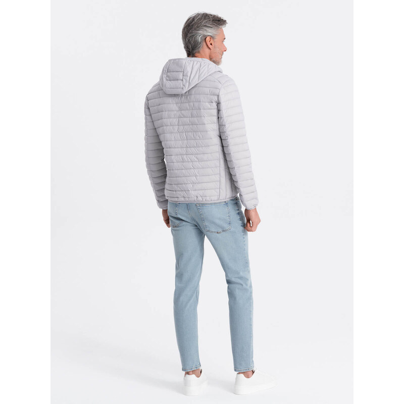 Ombre Clothing Pánská bunda bomber se saténovým povrchem a kontrastními žebrovanými lemy - černá V1 OM-JALP-22FW-007