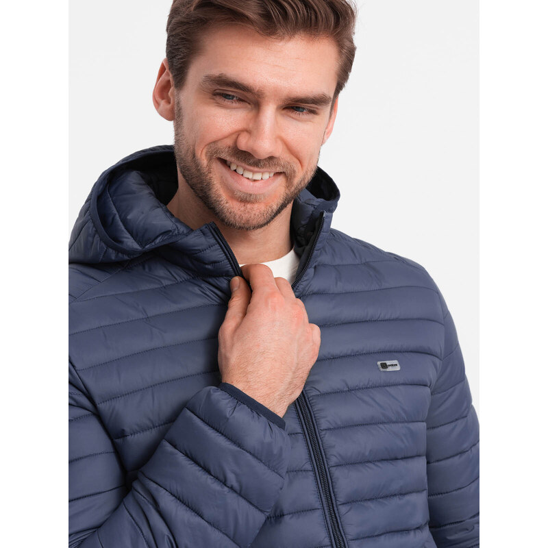 Ombre Men's quilted bagged jacket - navy blue