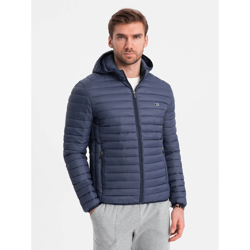 Ombre Men's quilted bagged jacket - navy blue