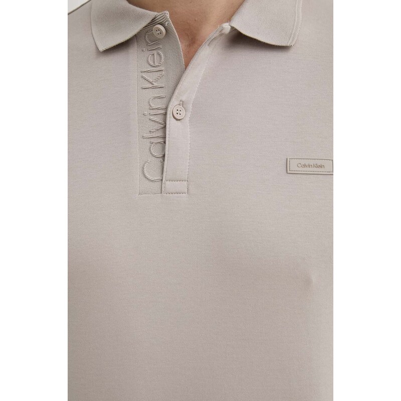 Bavlněné polo tričko Calvin Klein šedá barva