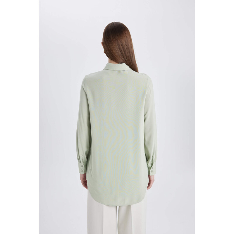 DEFACTO Regular Fit Shirt Collar Long Sleeve Tunic