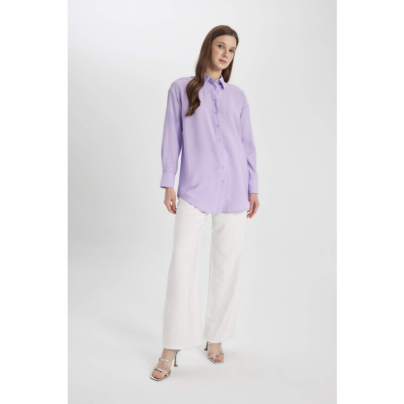 DEFACTO Relax Fit Shirt Collar Long Sleeve Tunic