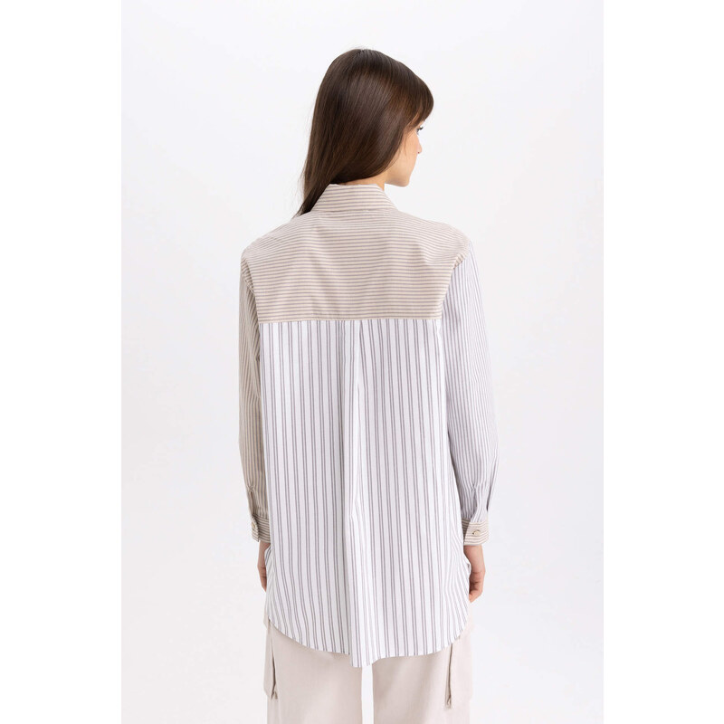 DEFACTO Relax Fit Poplin Shirt Collar Long Sleeve Tunic