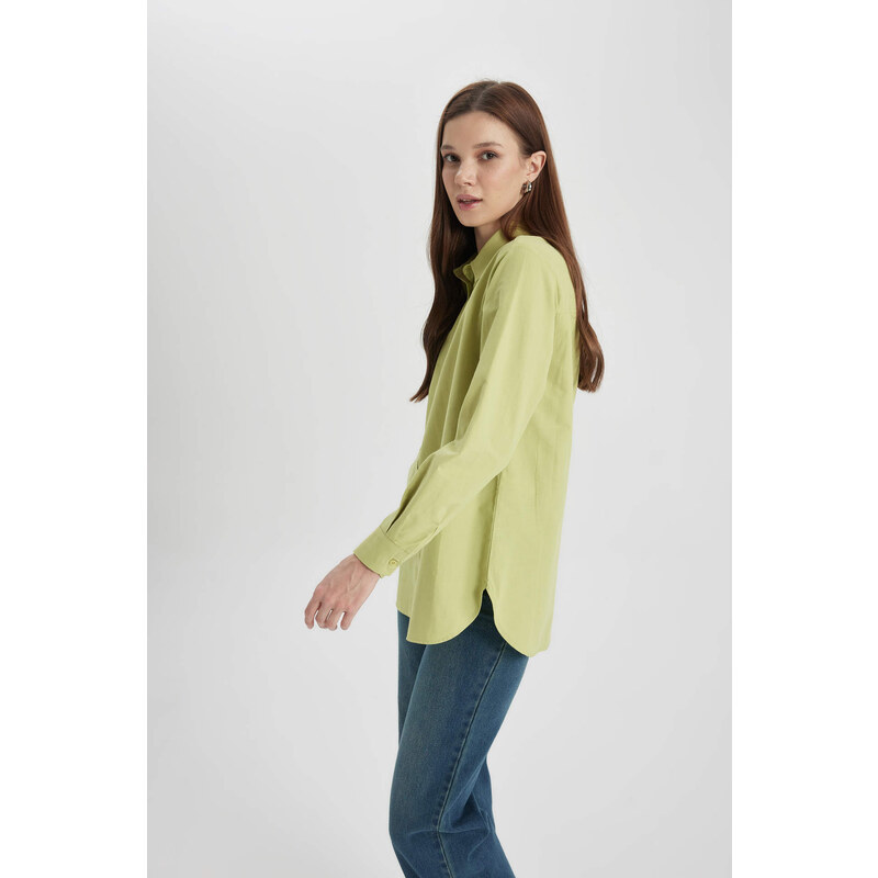 DEFACTO Relax Fit Poplin Shirt Collar Long Sleeve Tunic