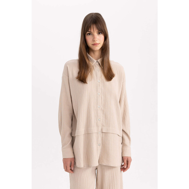 DEFACTO Relax Fit Muslin Long Sleeve Tunic