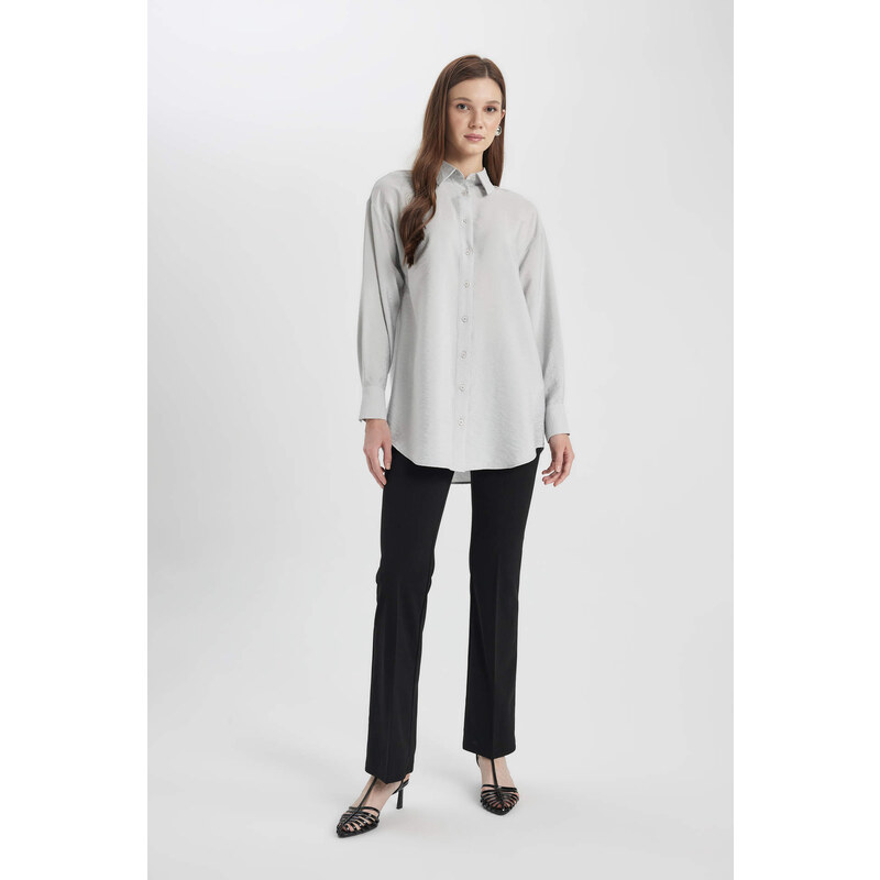 DEFACTO Relax Fit Shirt Collar Long Sleeve Tunic