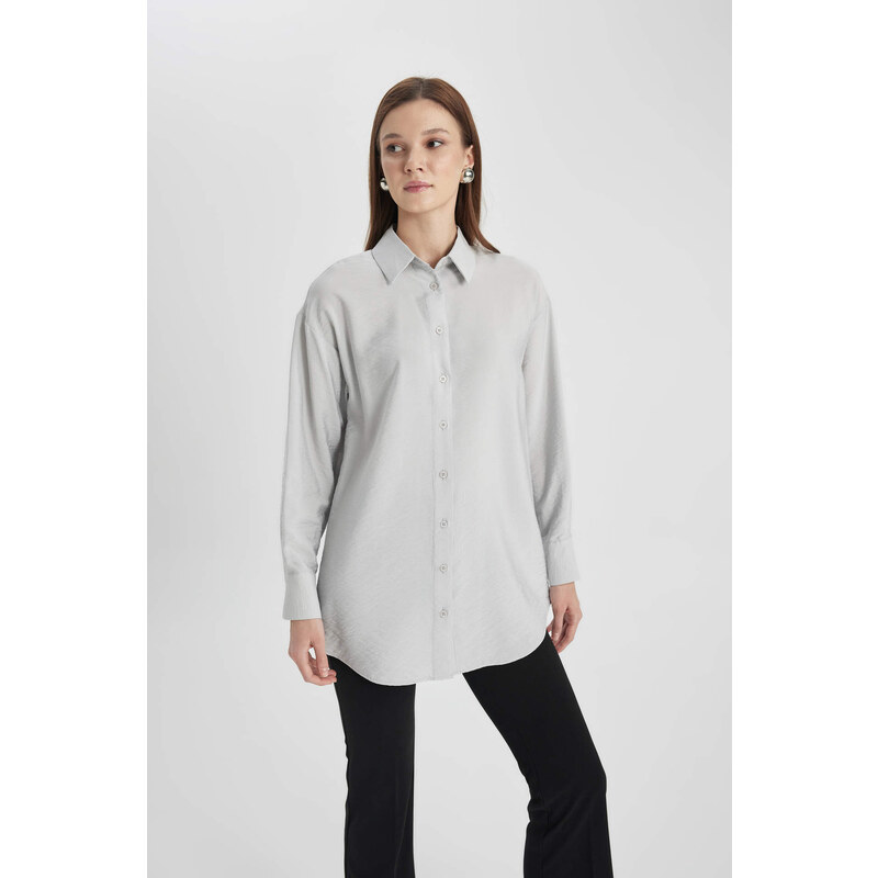 DEFACTO Relax Fit Shirt Collar Long Sleeve Tunic