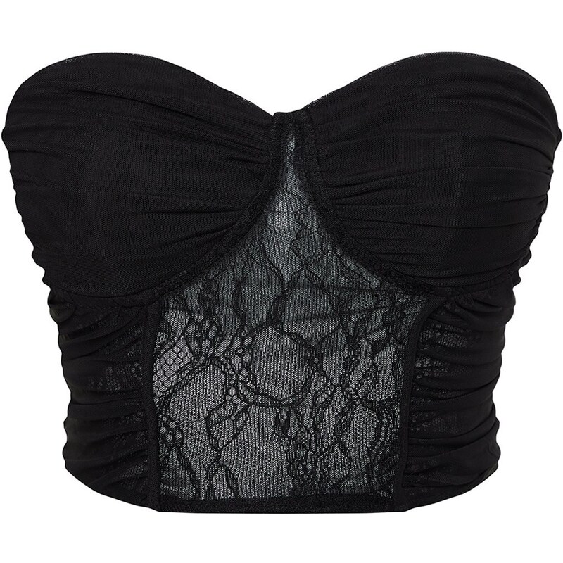 Trendyol Black Body-Sitting Knitted Lace Bustier