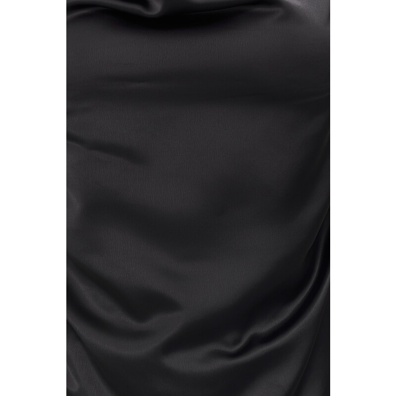 Trendyol Black Plunging Neck Satin Blouse