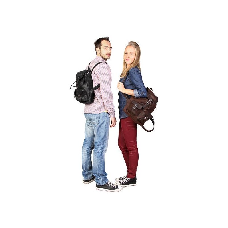 Kabelky od Hraběnky Batoh z pravé kůže v retro stylu; černá SKL