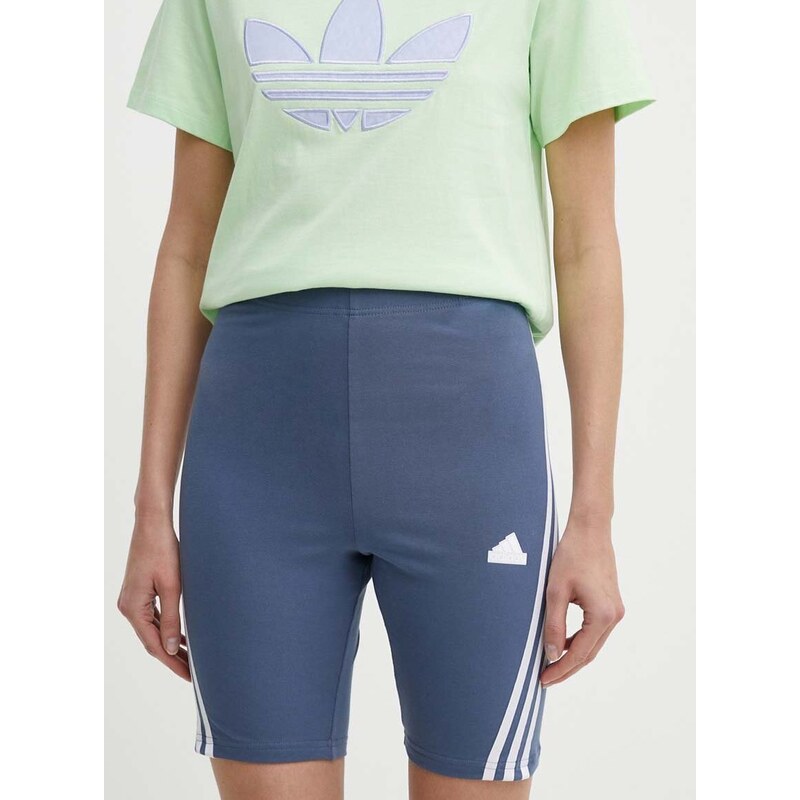 Kraťasy adidas dámské, tmavomodrá barva, vzorované, high waist, IS3628