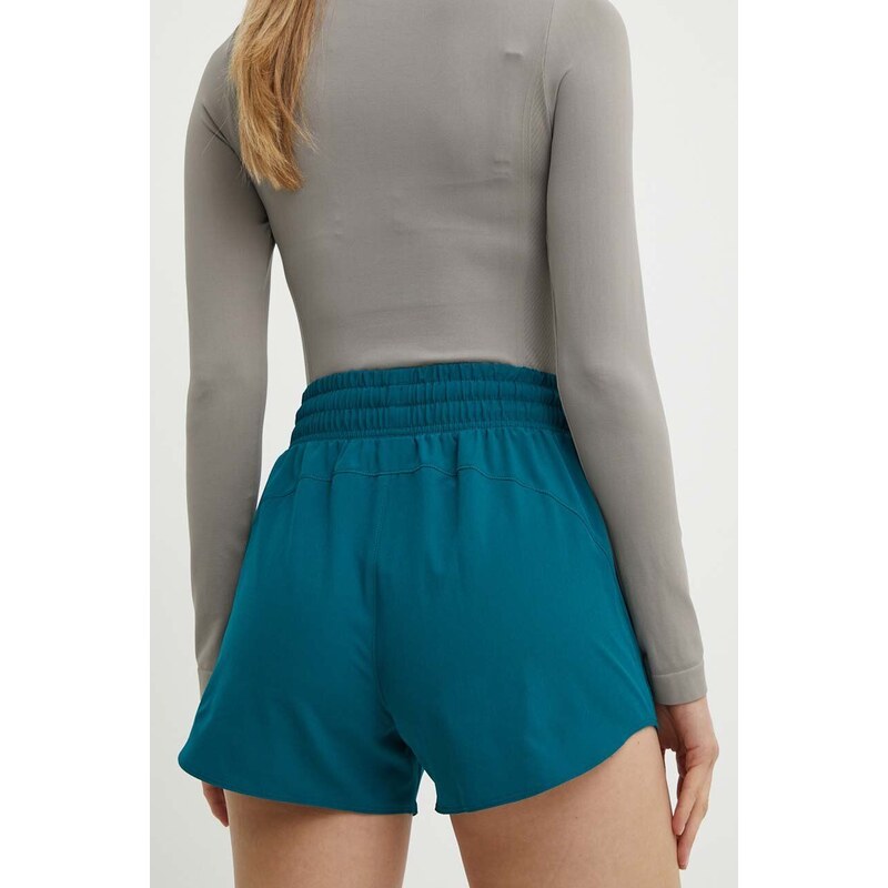 Tréninkové šortky Under Armour Flex zelená barva, hladké, high waist, 1376935