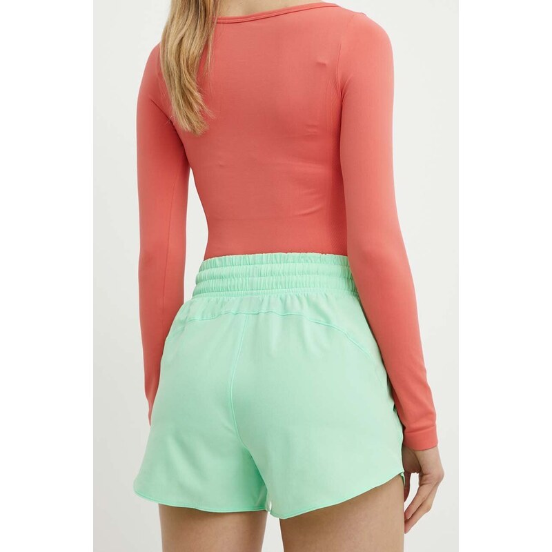 Tréninkové šortky Under Armour Flex zelená barva, hladké, high waist, 1376935