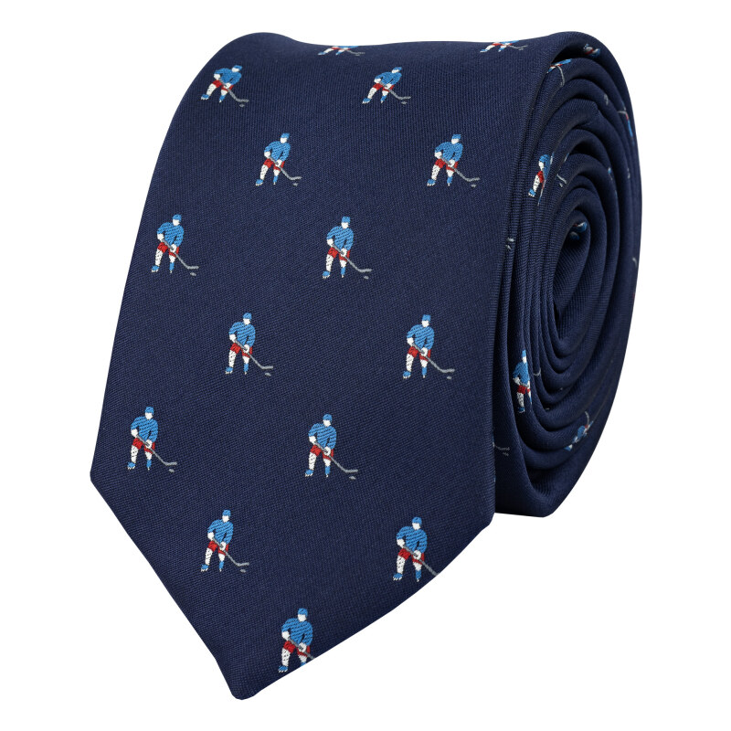 BUBIBUBI Tmavomodrá kravata hokej