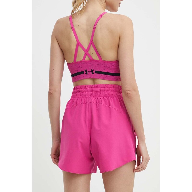 Tréninkové šortky Under Armour Flex růžová barva, hladké, high waist, 1376933