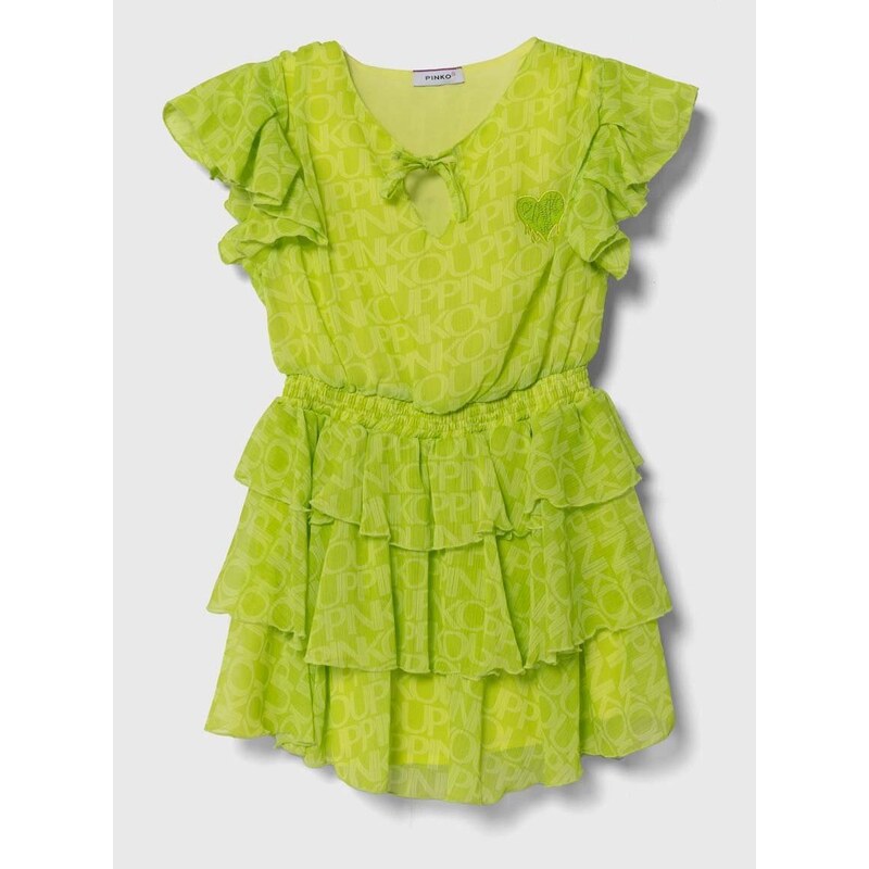 Dívčí šaty Pinko Up zelená barva, mini
