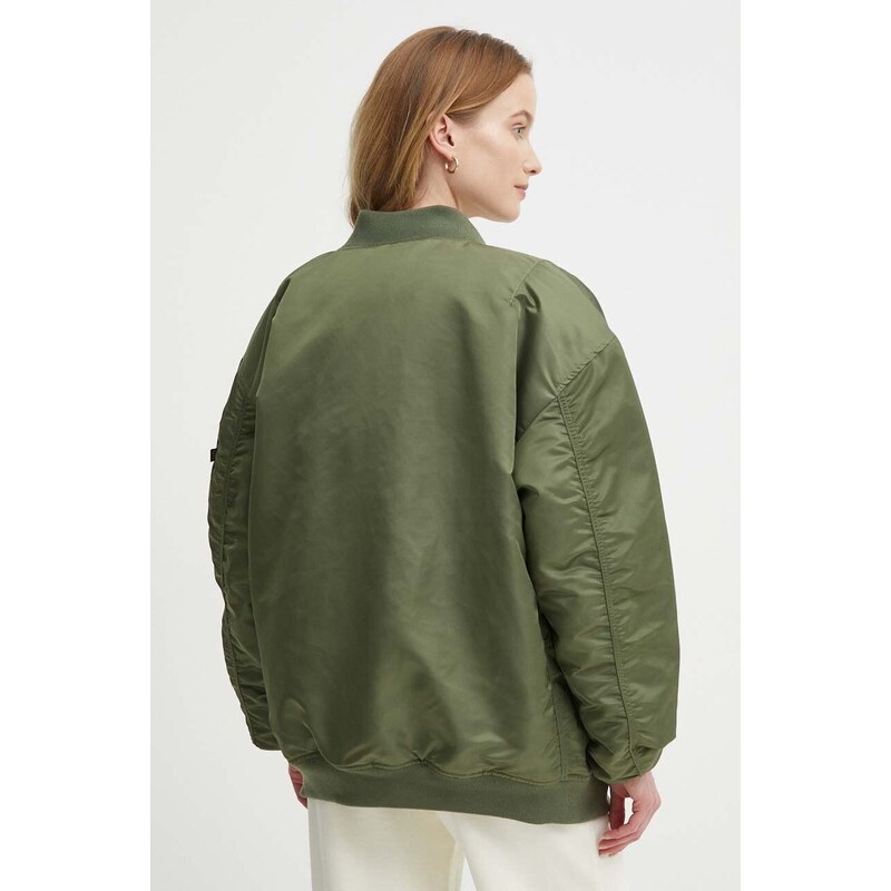 Bomber bunda Alpha Industries MA-1 CORE WMN zelená barva, zimní, oversize