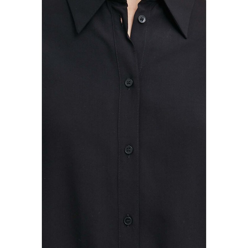 Košile United Colors of Benetton dámská, černá barva, relaxed, s klasickým límcem