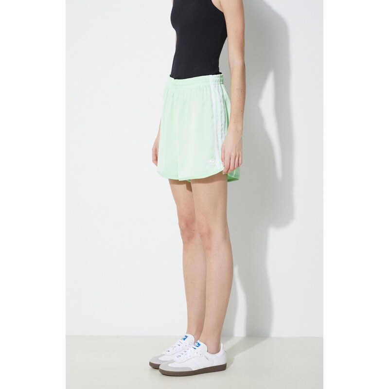 Kraťasy adidas Originals dámské, zelená barva, s aplikací, high waist, IP0712