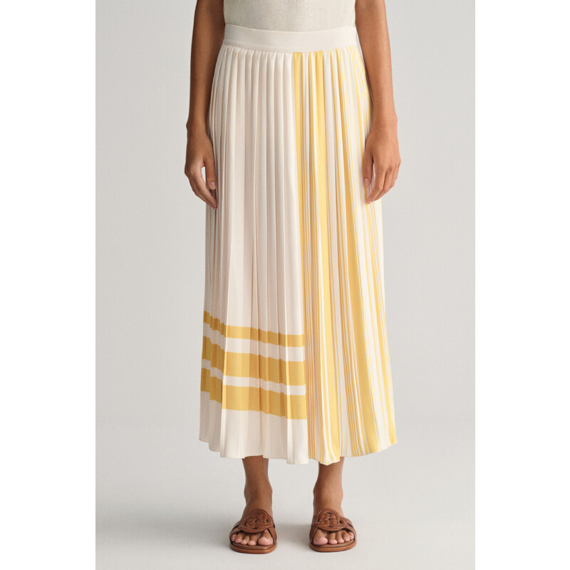 SUKNĚ GANT REG STRIPED PLEATED SKIRT CREAM