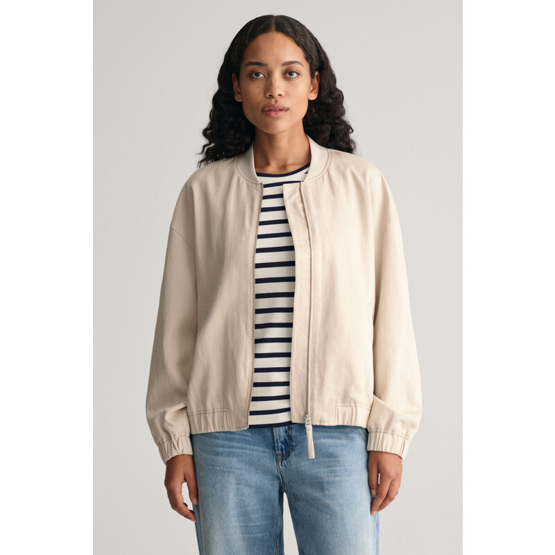 BUNDA GANT LINEN BLEND BOMBER JACKET hnědá S